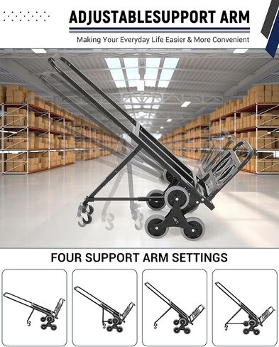 3 in 1 Folding Stair Climbing Cart, Hand Truck Dolly, 550 LBS Capacity Stair Climber Cart All Terrain Stair Dolly for Transport and Moving in Warehouse Supermarket in Saudi Arabia