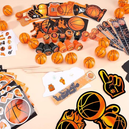 BenLouis 96 Pcs Basketball Party Favors Basketball School Stationery Bulk for Kids Classroom Sports Birthday Gift Candy Goodie Bag Fillers Sports Boys Decor Pinata Prize Activity Supplies in Kuwait