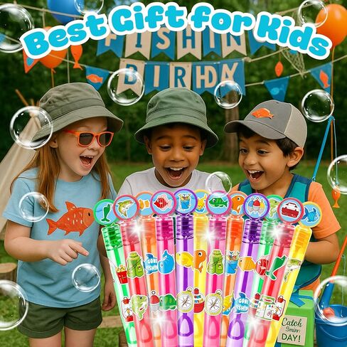 Fishing Party Favors for Kids - 24PCS Fish-Themed Mini Bubble Wands, Great for Birthday Supplies, Piñata Fillers, Goodie Bags & Classroom Rewards in Saudi Arabia