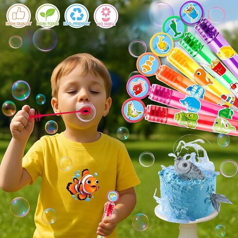 Fishing Party Favors for Kids - 24PCS Fish-Themed Mini Bubble Wands, Great for Birthday Supplies, Piñata Fillers, Goodie Bags & Classroom Rewards in Saudi Arabia