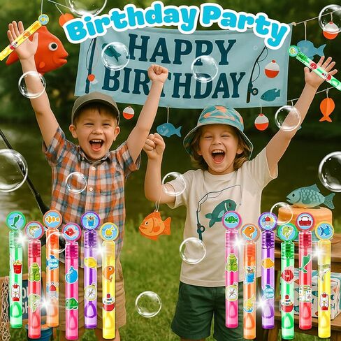 Fishing Party Favors for Kids - 24PCS Fish-Themed Mini Bubble Wands, Great for Birthday Supplies, Piñata Fillers, Goodie Bags & Classroom Rewards in Saudi Arabia