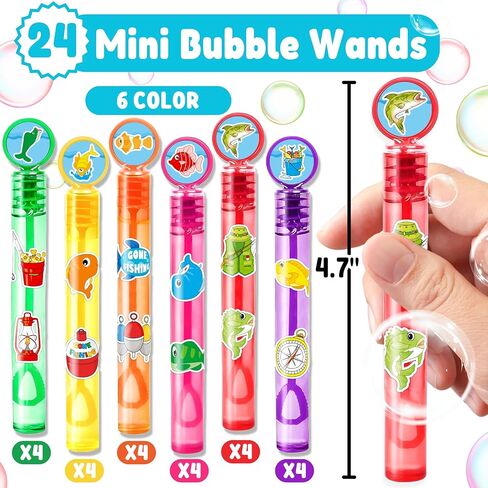 Fishing Party Favors for Kids - 24PCS Fish-Themed Mini Bubble Wands, Great for Birthday Supplies, Piñata Fillers, Goodie Bags & Classroom Rewards in Saudi Arabia