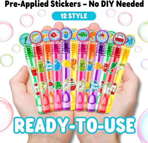 Fishing Party Favors for Kids - 24PCS Fish-Themed Mini Bubble Wands, Great for Birthday Supplies, Piñata Fillers, Goodie Bags & Classroom Rewards in Saudi Arabia