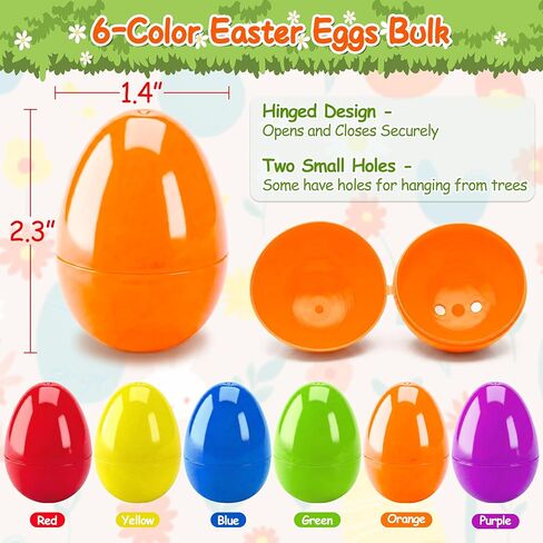 LINAYE 600PCS Plastic Easter Eggs Bulk Fillable, 6 Colors 2.3" Empty Eggs Bulk for Easter Eggs Hunts Party Favors Decorations, Classroom Prizes, Basket Stuffers in Saudi Arabia