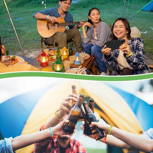 VIHOSE 24 Pcs Camping Party Favors with Camping Silicone Bracelets and Mini Lamps Happy Camper Party Gifts for Forest Themed Adventure Outdoor Decorations Hiking Classroom Birthday Supplies in Kuwait