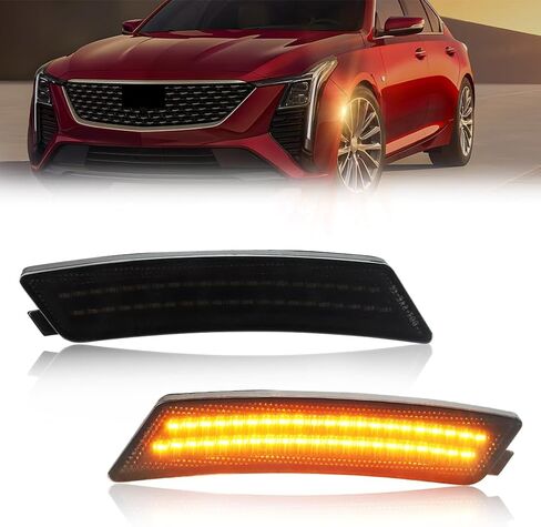 مجموعة مصابيح LED للعلامات الجانبية الأمامية لـ Cadi-llac 2020 2021 2022 2023 2024 CT5 مصابيح إشارة المصد الأمامي، استبدل مصابيح إشارة الانعطاف الجانبية ذات العدسات المدخنة OEM، قطعتان in Kuwait