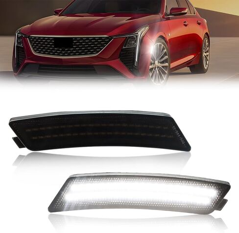 مجموعة مصابيح LED للعلامات الجانبية الأمامية لـ Cadi-llac 2020 2021 2022 2023 2024 CT5 مصابيح إشارة المصد الأمامي، استبدل مصابيح إشارة الانعطاف الجانبية ذات العدسات المدخنة OEM، قطعتان in Kuwait