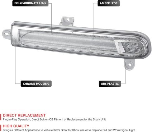 DNA MOTORING Full LED Sequential Chasing Turn Signal Lights Compatible with Peterbilt 389 2008-2025/567 589 2014-2026/388 2008-2015, P54-6046, P54-6046R, Chrome/Amber Lens, FDL-HAY-002 in Kuwait