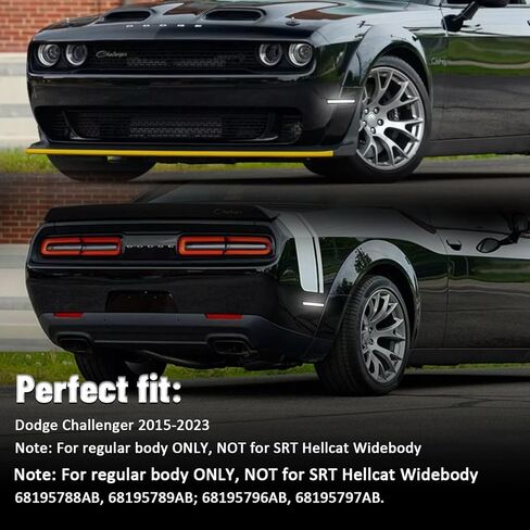Bestview Smoked Lens LED Side Marker Lights for Dodge Challenger 2015-2023, Front Rear Bumper Marker Lamps, White(4 PCS) in Kuwait