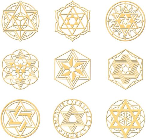OLYCRAFT 9pcs 1.6x1.6 بوصة ملصقات معدنية ذهبية نجمة داود ملصقات معدنية ذاتية اللصق ملصقات رمزية موضوع الايبوكسي ملصقات نجمة الهرم ملصق DIY بها بنفسك سجلات القصاصات الايبوكسي الراتنج الديكور in Kuwait