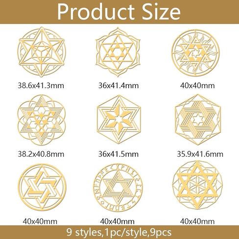 OLYCRAFT 9pcs 1.6x1.6 بوصة ملصقات معدنية ذهبية نجمة داود ملصقات معدنية ذاتية اللصق ملصقات رمزية موضوع الايبوكسي ملصقات نجمة الهرم ملصق DIY بها بنفسك سجلات القصاصات الايبوكسي الراتنج الديكور in Kuwait