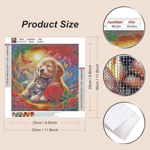 Reluohuo Dog Diamond Painting Kits for Adults, Cat 5D Full Drill Diamond Art Kits for Beginners, DIY Round Gem Art Craft for Home Wall Decor, 12x12 Inch in Saudi Arabia