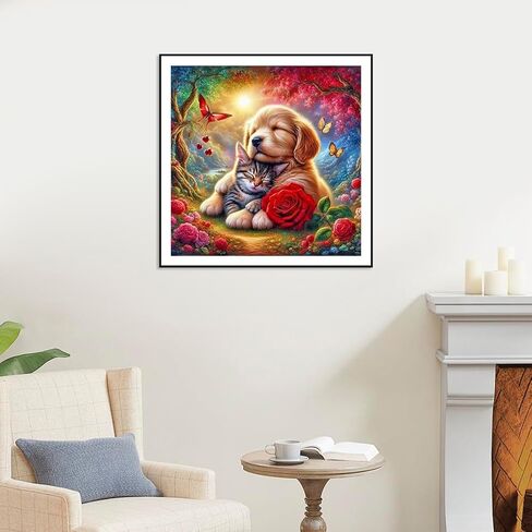 Reluohuo Dog Diamond Painting Kits for Adults, Cat 5D Full Drill Diamond Art Kits for Beginners, DIY Round Gem Art Craft for Home Wall Decor, 12x12 Inch in Saudi Arabia