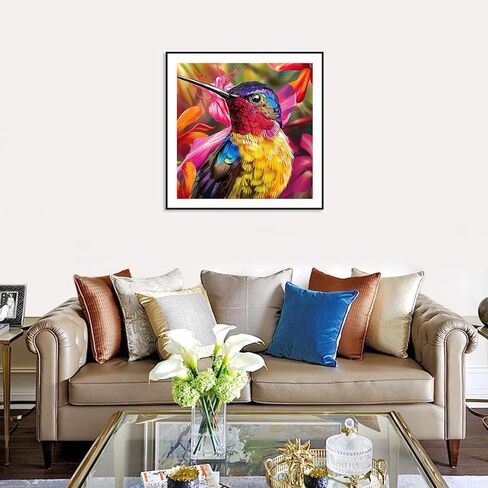 JXDXDJ Hummingbird Diamond Art Kits for Adults,Animal Full Round Drill 5D Diamond Painting Kits for Beginners,DIY Diamond Dots Paintings Picture,Gem Art for Adults Craft,Home Wall Decor 13.78x13.78 In in Kuwait