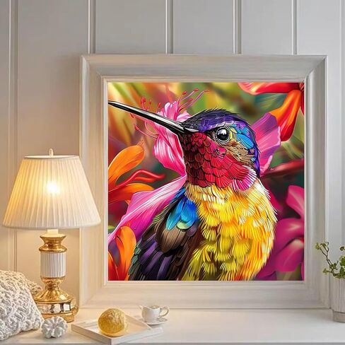 JXDXDJ Hummingbird Diamond Art Kits for Adults,Animal Full Round Drill 5D Diamond Painting Kits for Beginners,DIY Diamond Dots Paintings Picture,Gem Art for Adults Craft,Home Wall Decor 13.78x13.78 In in Kuwait