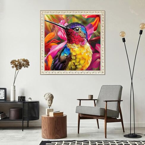 JXDXDJ Hummingbird Diamond Art Kits for Adults,Animal Full Round Drill 5D Diamond Painting Kits for Beginners,DIY Diamond Dots Paintings Picture,Gem Art for Adults Craft,Home Wall Decor 13.78x13.78 In in Kuwait