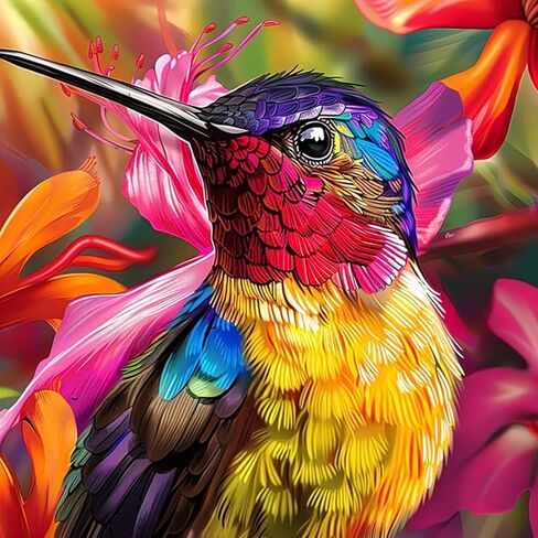 JXDXDJ Hummingbird Diamond Art Kits for Adults,Animal Full Round Drill 5D Diamond Painting Kits for Beginners,DIY Diamond Dots Paintings Picture,Gem Art for Adults Craft,Home Wall Decor 13.78x13.78 In in Saudi Arabia