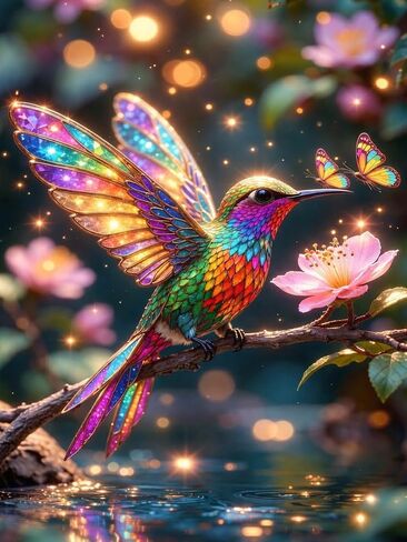 JXDXDJ Hummingbird Diamond Art Kits for Adults,Animal Full Round Drill 5D Diamond Painting Kits for Beginners,DIY Diamond Dots Paintings Picture,Gem Art for Adults Craft,Home Wall Decor 13.78x13.78 In in Kuwait