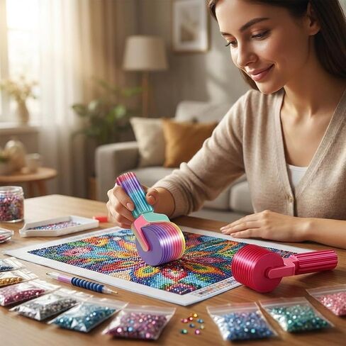 MSHHDK 2 Pack Diamond Art Roller Detachable Diamonds Art Rollers Easy-Grip Hand Diamond Roller Essential DIY Craft Tool Detachable Diamonds Accessories Tool for Rhinestone Embroidery in Saudi Arabia