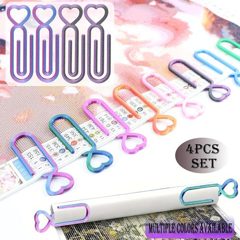 4pcs Diamond Art Canvases Roller Clips, Large Paper Clip Holder for Diamond Painting, Canvas & Paint Paperclips for 5D DIY Art, Plastic Paper Needle for Diamond Art Kits for Adults (Black Purple) in Saudi Arabia