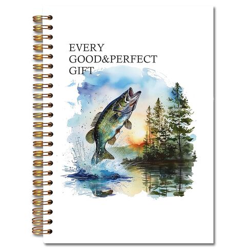 JINYO Bass Fish Christian Notebook for Men, Bass Fishing Journal Log Book, Gifts for Fishing Lovers Women Men, Nautical Lake Spiral Notebook 5.5x8.3 Inch in Kuwait