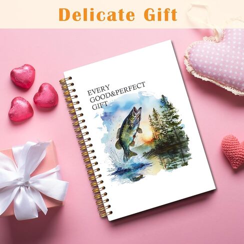 JINYO Bass Fish Christian Notebook for Men, Bass Fishing Journal Log Book, Gifts for Fishing Lovers Women Men, Nautical Lake Spiral Notebook 5.5x8.3 Inch in Kuwait