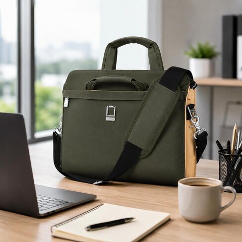 حقيبة كتف للكمبيوتر المحمول مقاس 13 بوصة من Vangoddy، حقيبة كتف محمولة متوافقة مع Inspiron 13 5300 Pavilion 13 HP Spectre x360 13 Yoga 7i 13 Chromebook Spin 514 iPad Pro 12.9 - أخضر زيتوني in Kuwait