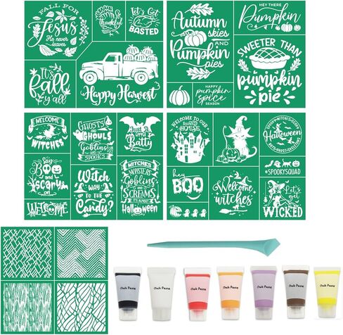 DGAGA Pumpkin Pie Silk Screen Stencils Reusable Fall Self Adhesive Chalk Mesh Stencils Silkscreen Pattern Stencil for Autumn Decoration, DIY Farmhouse Wood in Kuwait