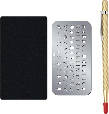 Metal Letter Stencil Set, 1 Pcs Crypto Wallets, 1 Pcs Metal Plate Marking Pen and 1 Piece Letter Templates, Crypto Seed Phrase Storage Set, Bitcoin Hardware Cold Backup in Kuwait