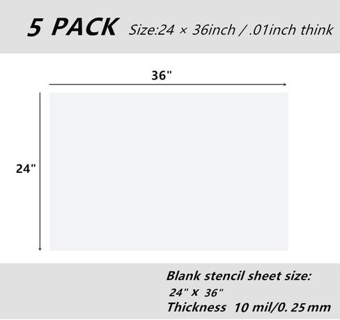 BANLTRE Blank Stencil Sheets, Frosted Translucent Acetate Mylar, 24x36 Inch, 5 Pieces, for Craft and Vinyl Cutting (24" x 36"/10mil) in Saudi Arabia