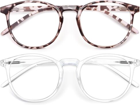 IBOANN Blue Light Blocking Glasses Women/Men, Round Fashion Retro Frame, Vintage Fake Eyeglasses with Clear Lens (3 pack, Light Black & Leopard & Tranparent Accessories) in Kuwait