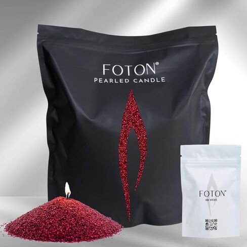 Foton Pearled Candle Grande Bag 64oz - Maroon Unscented Non Toxic Luxury Long Lasting Powder Candles - Refillable Candle Sand with 100 Wicks for Candle Making in Saudi Arabia