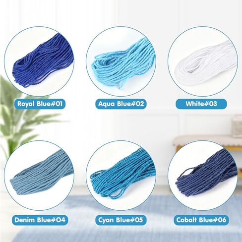 12 Skeins 21.8yds Sashiko Thread 6 Colors Blue and White Sashiko Thread Kit Cotton Embroidery Thread for Hand Quilting and Embroidery Projects Pick Stitching Denim in Saudi Arabia