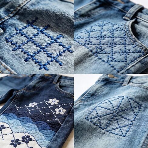 12 Skeins 21.8yds Sashiko Thread 6 Colors Blue and White Sashiko Thread Kit Cotton Embroidery Thread for Hand Quilting and Embroidery Projects Pick Stitching Denim in Saudi Arabia