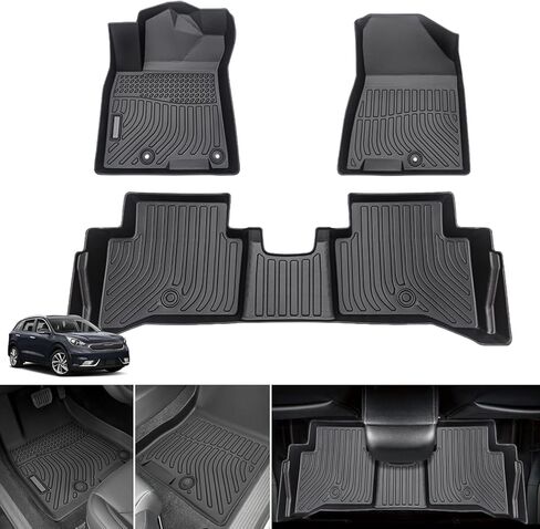 سجادات أرضية لسيارة Kia NIRO 2017 2018 2019 2020 2021 2022، مقاس مخصص NIRO & NIRO PHEV 2018-2022 سجادات أرضية TPE مقاومة للماء من الأمام والصف الثاني، لملحقات السيارة الداخلية NIRO in Kuwait