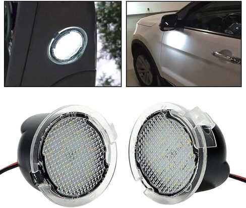 LED Puddle Lights Compatible with Ford F150 Explorer Edge Expedition Taurus Flex, Lincoln Navigator MKX, 6000K White Under Side Mirror Welcome Lamp Assembly, Error-Free Plug & Play (2-Pack) in Saudi Arabia