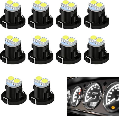 10PCS AC Climate Heater Control LED Lights, 12V 6500K 3528 2SMD Dashboard Bulbs Kit, Plug & Play T4.2 Indicator Light Replacement Bulbs, Universal for Most Cars (White) in Kuwait