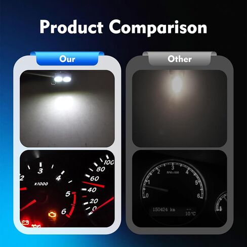 10PCS AC Climate Heater Control LED Lights, 12V 6500K 3528 2SMD Dashboard Bulbs Kit, Plug & Play T4.2 Indicator Light Replacement Bulbs, Universal for Most Cars (White) in Kuwait