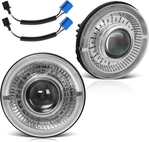 DWVO 2pcs Projector 7 Inch LED Headlights Compatible with 2007-2018 Wrangler JK JKU,1997-2006 Wrangler TJ, 2004-2006 Wrangler LJ Unlimited, Headlamp with DRL Turn Signal Black Housing in Kuwait