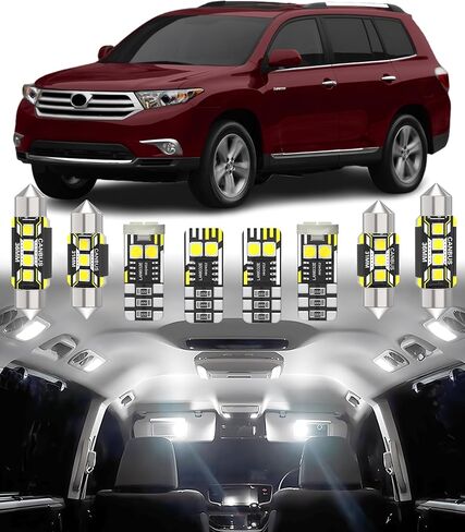 BMT xms Car Interior LED Light Replacement for Toyota Highlander 2007-2013,6000K Super Bright Interior Light Bulbs Package, 13pcs in Kuwait