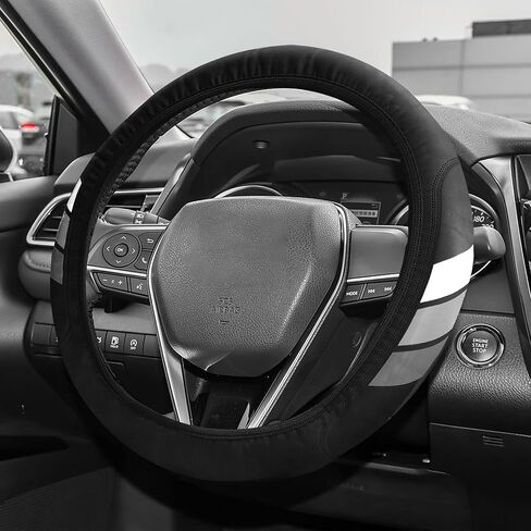 غطاء عجلة القيادة YOSRTER لسيارة Toyota Tacoma 4Runner Tundra TRD Camry Rav4 أغطية عجلة جلدية مضادة للانزلاق لملحقات عجلة القيادة Toyota متوافقة مع 14-15 بوصة (أبيض/رمادي/رمادي داكن) in Kuwait