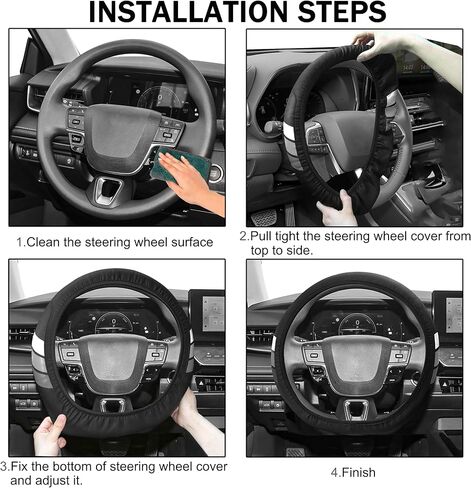 غطاء عجلة القيادة YOSRTER لسيارة Toyota Tacoma 4Runner Tundra TRD Camry Rav4 أغطية عجلة جلدية مضادة للانزلاق لملحقات عجلة القيادة Toyota متوافقة مع 14-15 بوصة (أبيض/رمادي/رمادي داكن) in Kuwait