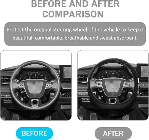 غطاء عجلة القيادة YOSRTER لسيارة Toyota Tacoma 4Runner Tundra TRD Camry Rav4 أغطية عجلة جلدية مضادة للانزلاق لملحقات عجلة القيادة Toyota متوافقة مع 14-15 بوصة (أبيض/رمادي/رمادي داكن) in Kuwait
