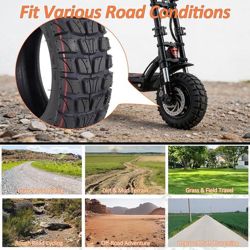 إطار سكوتر RUTU 90/65-6.5 بدون أنبوب للطرق الوعرة مقاس 11 بوصة يناسب Dualtron Thunder Ultra Kaabo Wolf Warrior Zero 11X VSETT 11+ Nami Burn-E Teverun Fighter 11 دراجة جيب صغيرة in Kuwait