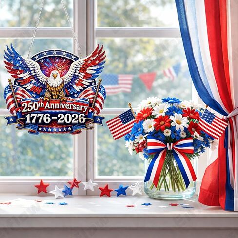 Eiflow 250th Anniversary Diamond Art Hanging Kit for Adults July 4th, DIY Patriotic Diamonds Painting Door Hanger Board Kit, Crystal Diamond Art Painting Pendant Ornament (Eagle) in Saudi Arabia