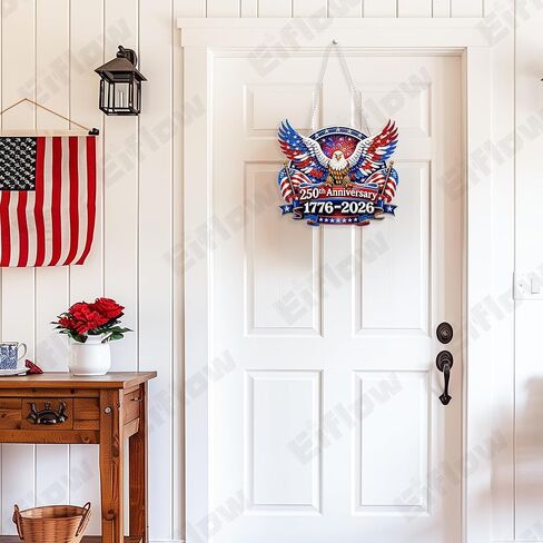 Eiflow 250th Anniversary Diamond Art Hanging Kit for Adults July 4th, DIY Patriotic Diamonds Painting Door Hanger Board Kit, Crystal Diamond Art Painting Pendant Ornament (Eagle) in Saudi Arabia