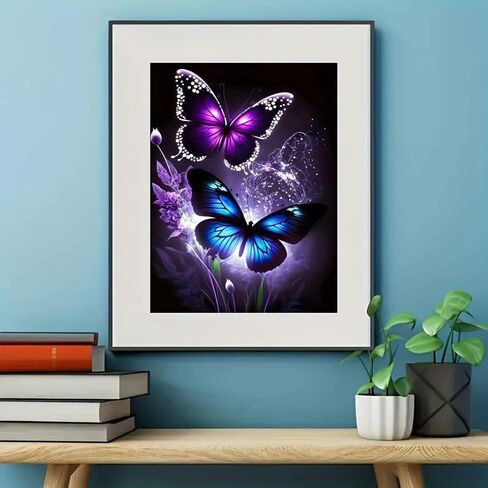 مجموعة طلاء ألماس على شكل فراشة متوهجة - فن 5D DIY بدون إطار (20 × 30 سم) لديكور المنزل، هدية فريدة بتصميم مضيء لغرفة المعيشة وغرفة النوم in Kuwait