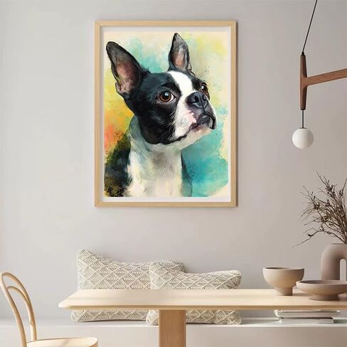 CDYCNXZ بوسطن جحر الكلب الماس اللوحة المائية الحيوان 5D الماس الفن عدة DIY الماس النقاط الكريستال الحرفية مجموعات للمنزل جدار ديكور 12x16 بوصة in Kuwait