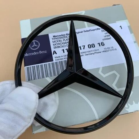 شعار صندوق السيارة المناسب لمرسيدس بنز مقاس 3.54 بوصة متوافق مع ملحقات مرسيدس بنز A C E S Class Series GLK CLA GLA GLC GLE CLS SLK (أسود ساطع) in Kuwait