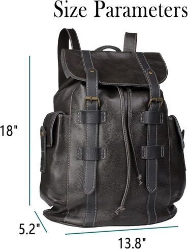 Premium Full-Grain Leather Backpack - Vintage Laptop Bag for 16" Macbook, Anti-Theft Design, Durable Cowhide Bag(5010-Gray) in Saudi Arabia